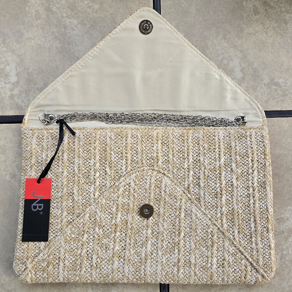 NWT Chic Woven Straw Envelope Clutch, 12"Lx8"H - Picture 7 of 12